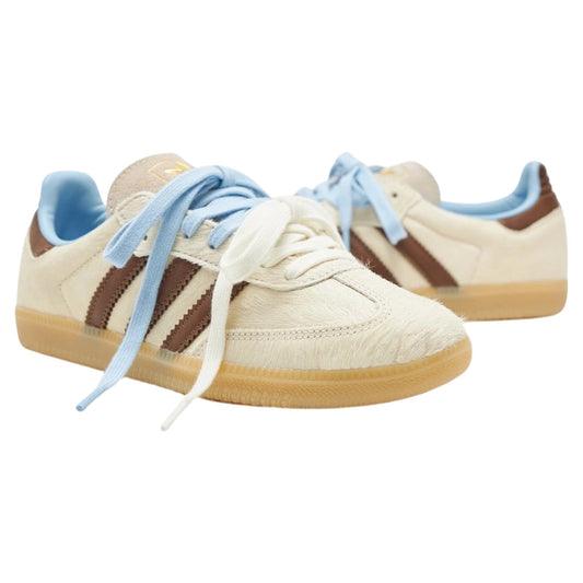 Adidas Samba OG Cream Dark Brown Blue Pony Hair (Women's)
