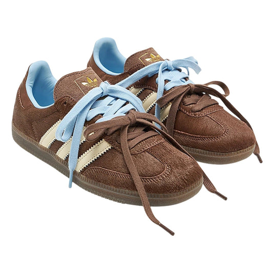 Adidas Samba OG Dark Brown Cream Blue Pony Hair (Women's)
