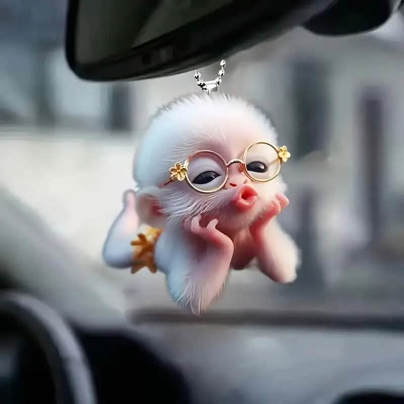 Adorable Monkey Acrylic Car Charm and Christmas Tree Ornament
