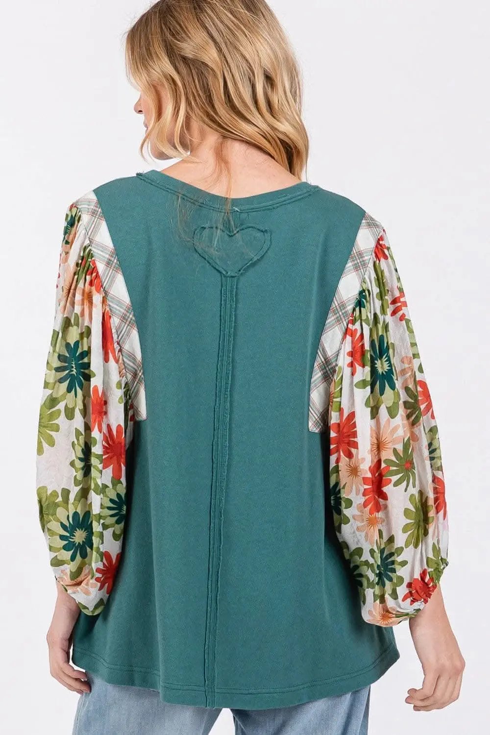 Trendsi Balloon Sleeve Top in Sage — Casual Long Sleeve Blouse