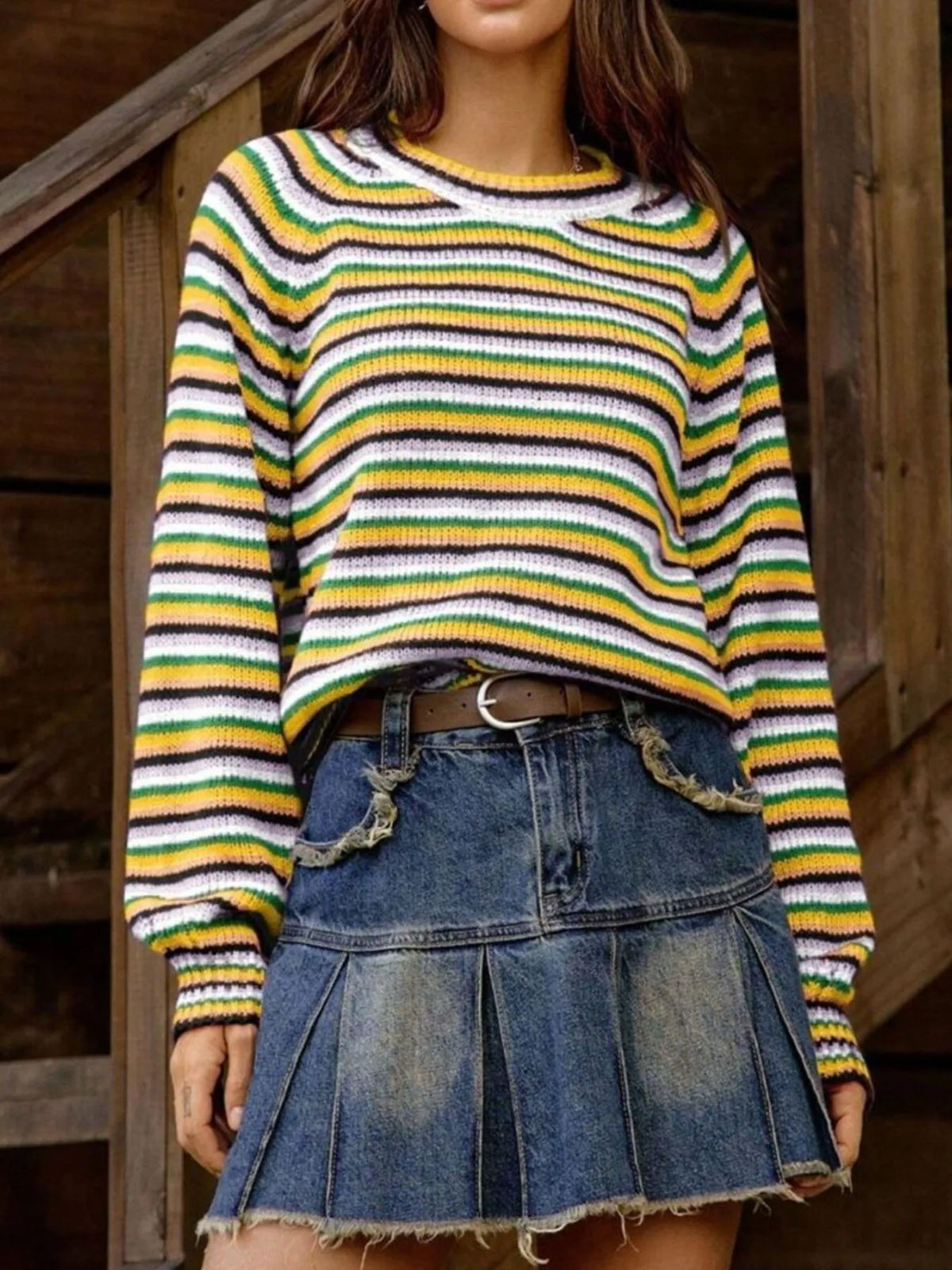 Rainbow Striped Pullover Sweater
