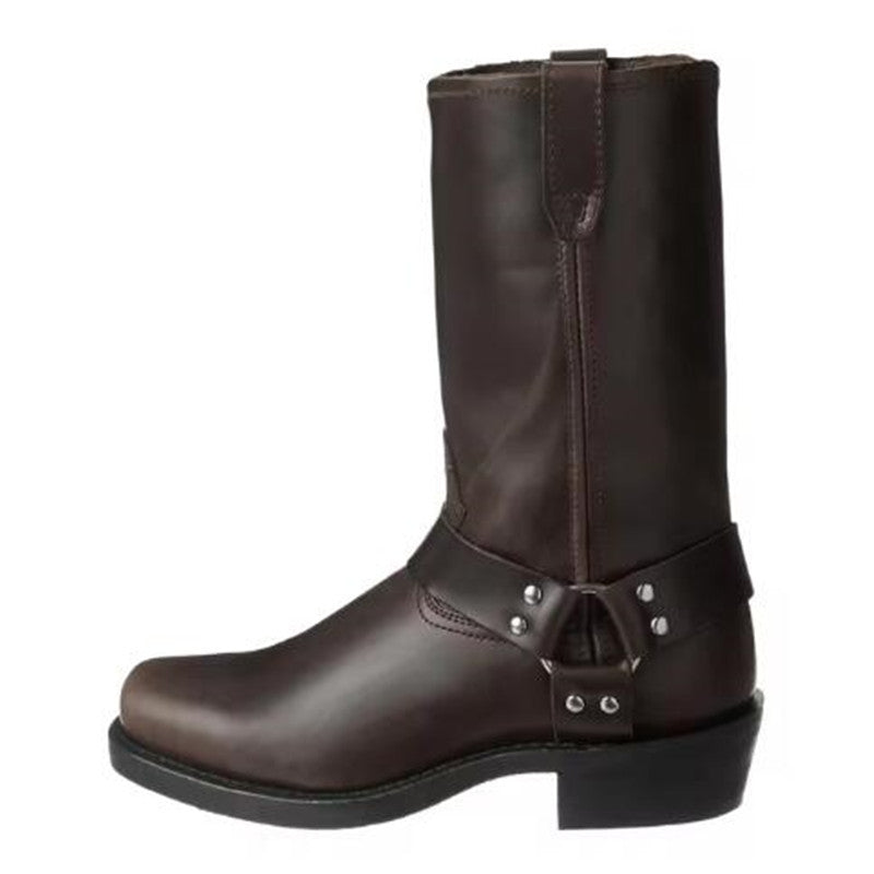 Men's Vintage Cowboy Boots with Buckle Detail