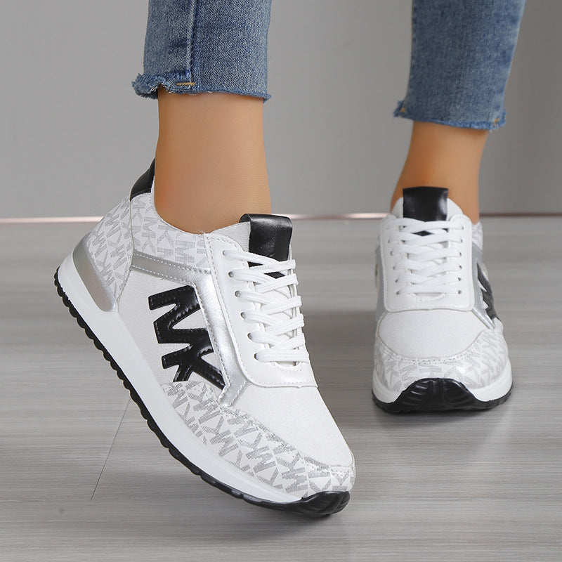 Front Lace-up Round-Toe Breathable Sneakers
