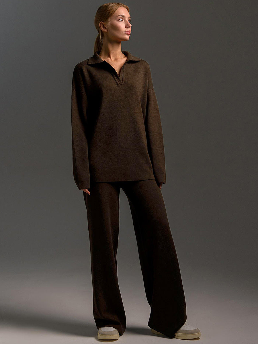 Conjunto de dos piezas de otoño invierno para mujer - Sudadera de cuello holgado, estilo casual