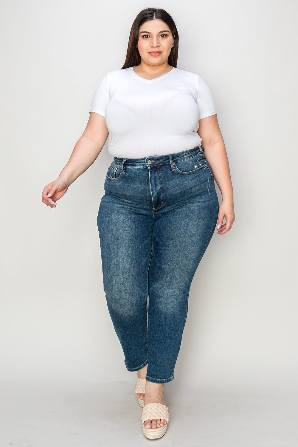 Jeans ajustados de tiro alto con control de abdomen Judy Blue Full Size