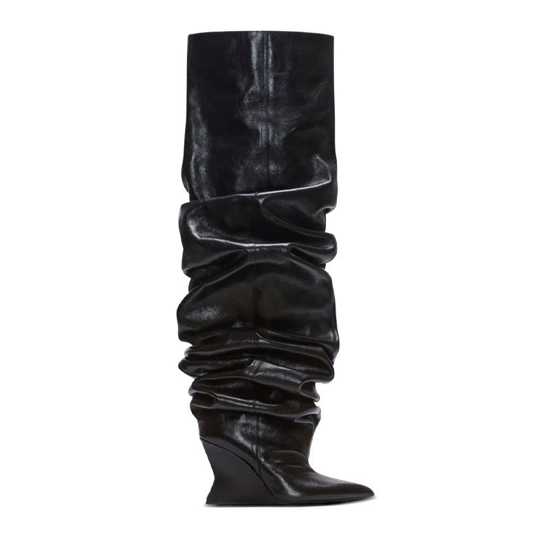 Women's Catwalk Pleated Over-the-knee Wedge Boots