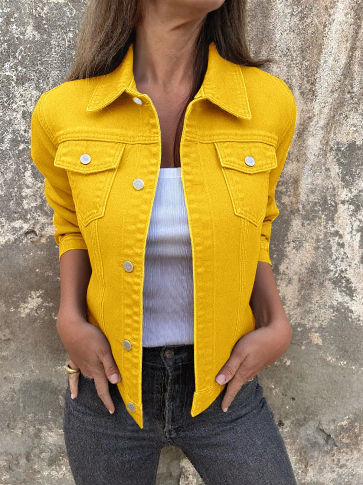 Button Front Closure Denim Jacket