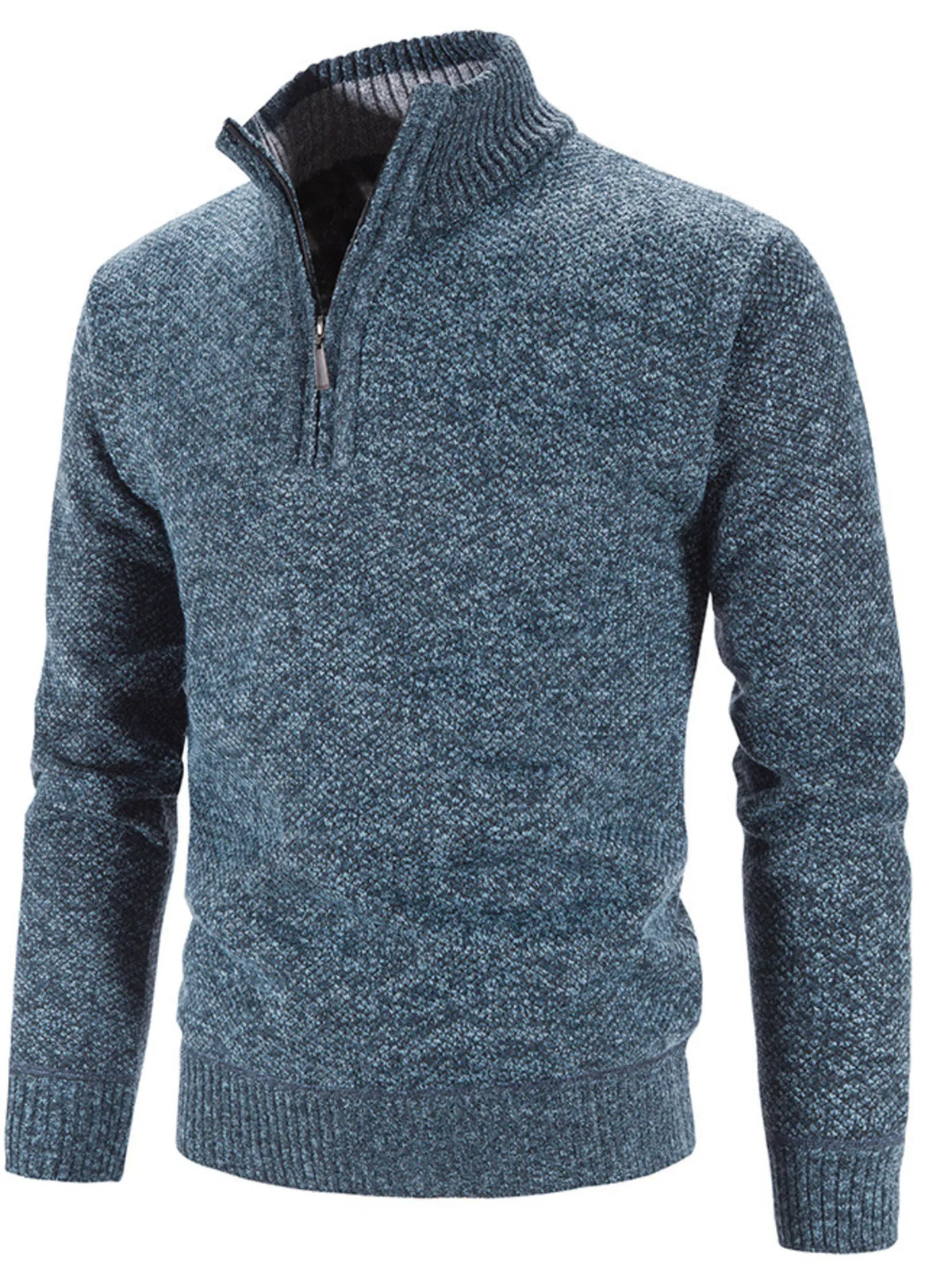Men's Plus Size Quarter Zip Long Sleeve Sweater