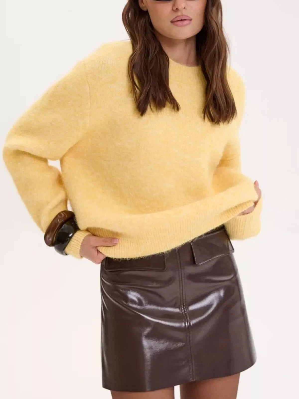 Round Neck Dropped Shoulder Sweater
