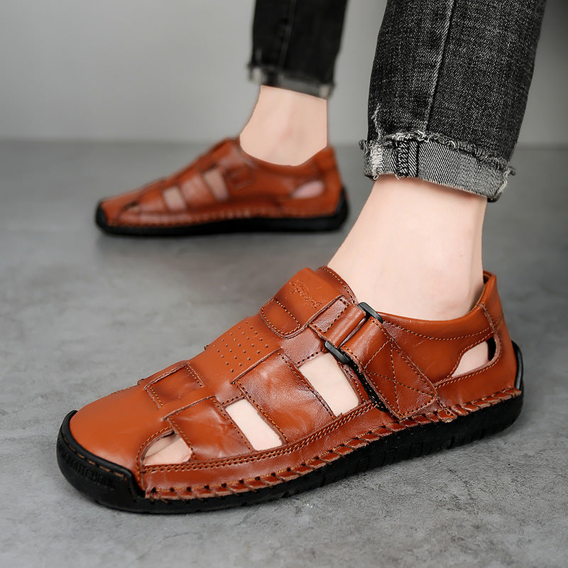 Men's Handmade Stitching Leather Casual Beach Sandals