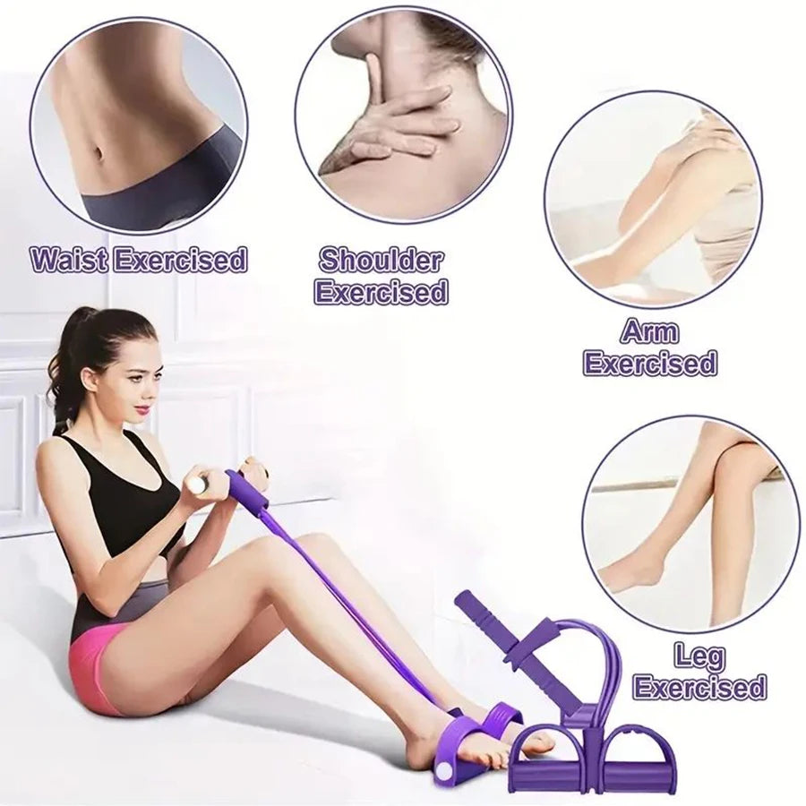 Banda de resistencia elástica de 6 tubos para yoga, ideal para estiramientos de abdomen, cintura, brazos y piernas, y entrenamiento de adelgazamiento.