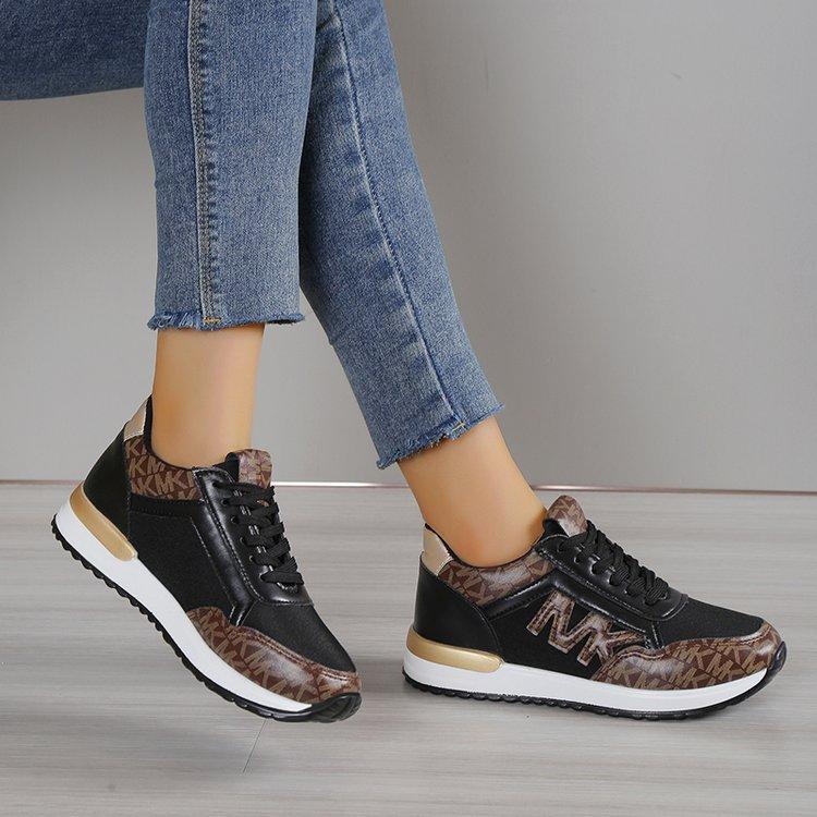 Women's Fashion Casual Printing Lace-Up Round-Toe Sneakers
