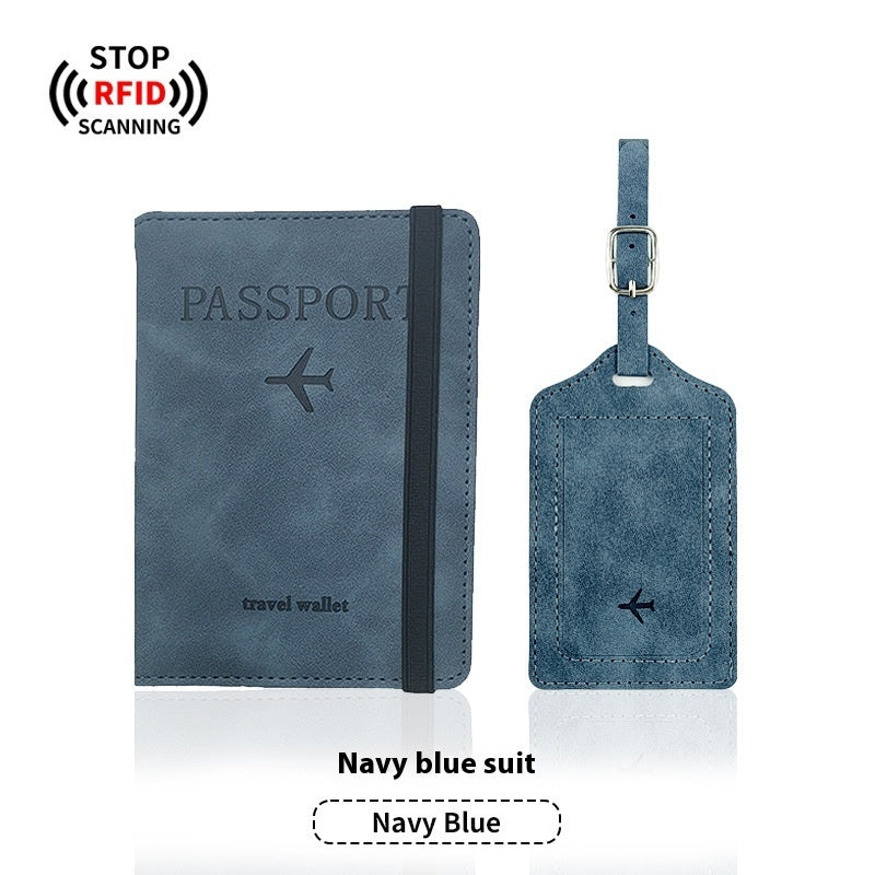 PU Leather Anti-magnetic Passport Holder Luggage Tag Suit