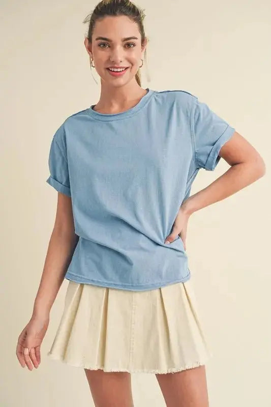 T-Shirt - Exposed Seam - Round Neck Short Sleeve