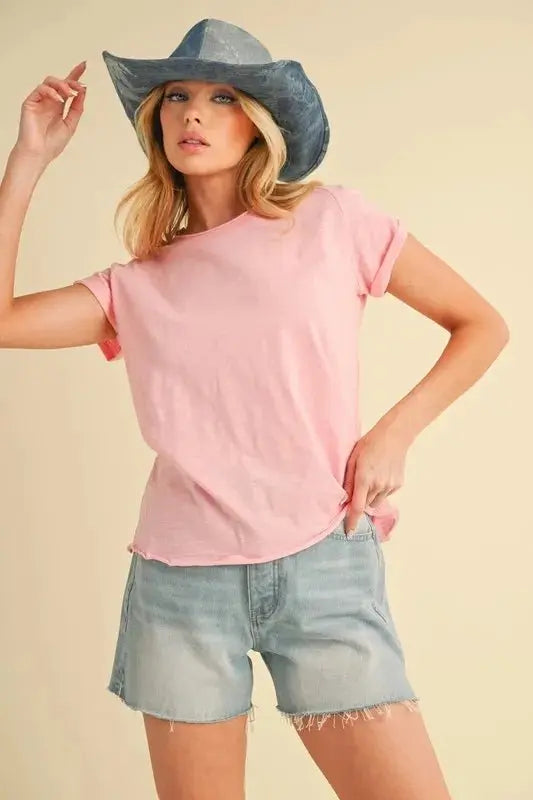 Women's T-Shirt T-Shirt - Lettuce Edge Round Neck Short Sleeve - Women's