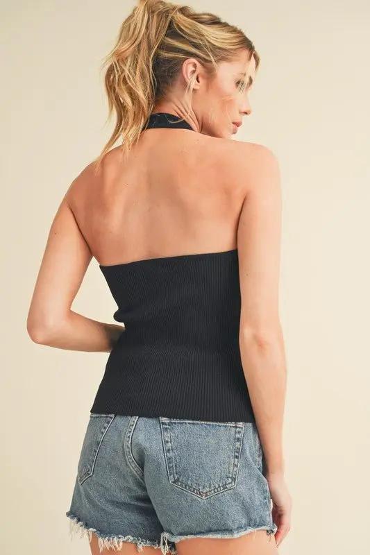 Trendsi Aemi + Co Ribbed Halter Neck Cami Top for Stylish Outfits - Apparel & Accessories