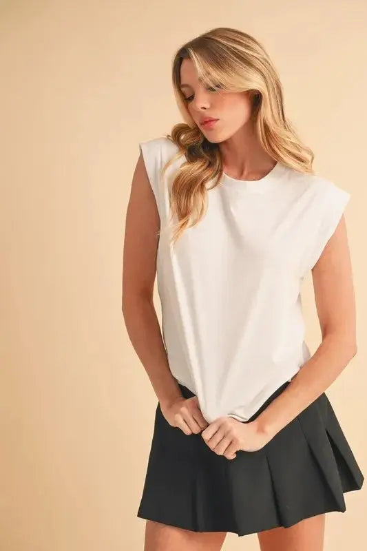 T-Shirts Trendsi Aemi+Co Women's White Tank Top Large