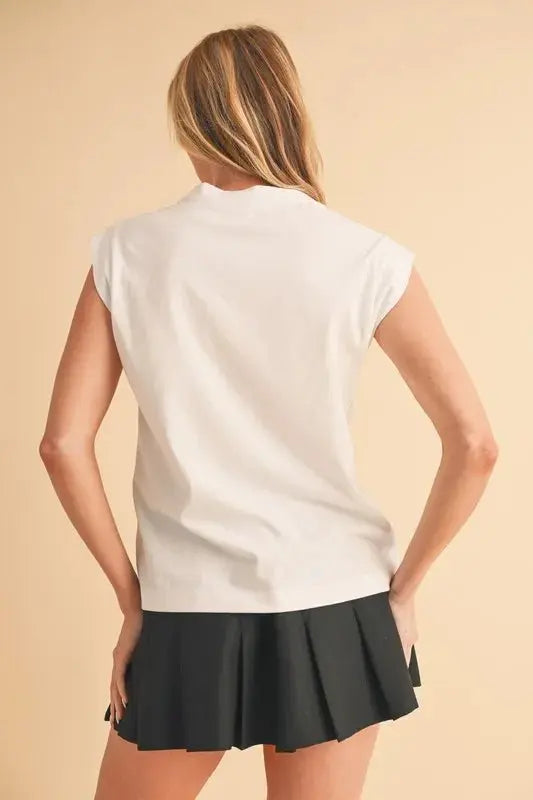 T-Shirts Trendsi Aemi+Co Women's White Tank Top Large