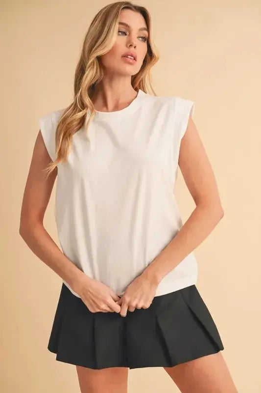 T-Shirts Trendsi Aemi+Co Women's White Tank Top Large