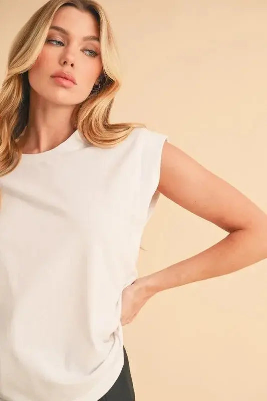 T-Shirts Trendsi Aemi+Co Women's White Tank Top Large