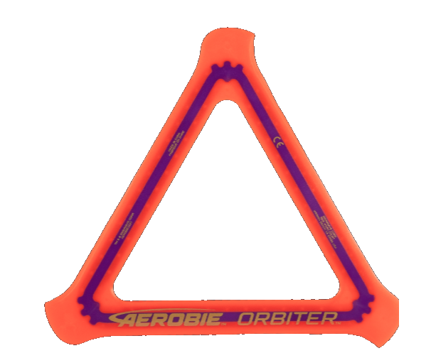 Aerobie Orbiter Triángulo Boomerang Disco Volador Azul, Rosa, Amarillo