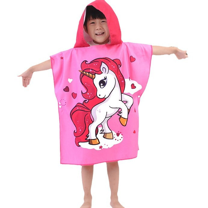 Microfiber Children's Cloak Double-sided Velvet Quick-drying Beach Towel