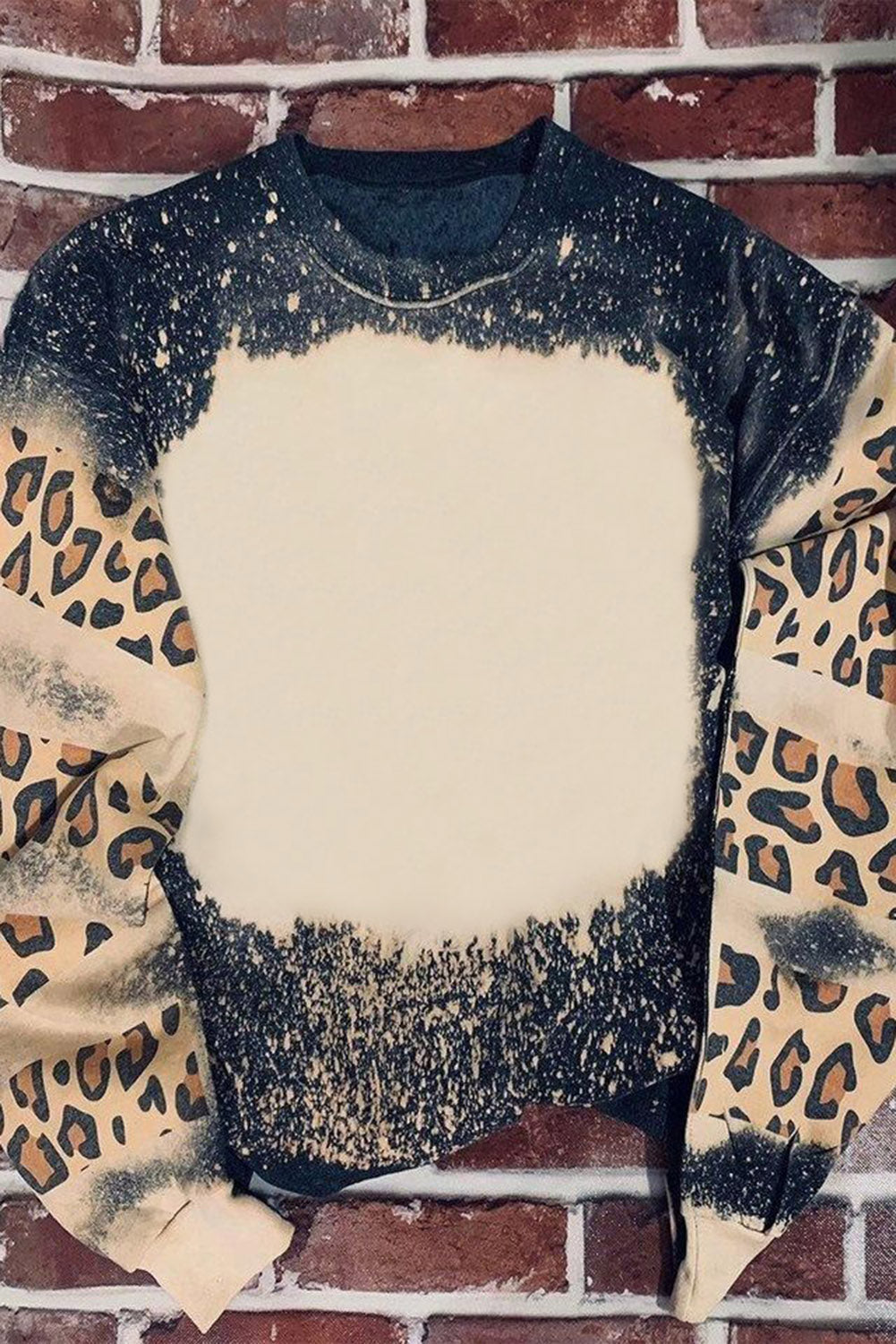 Sudadera con cuello caído, estampado de leopardo y teñido anudado negra