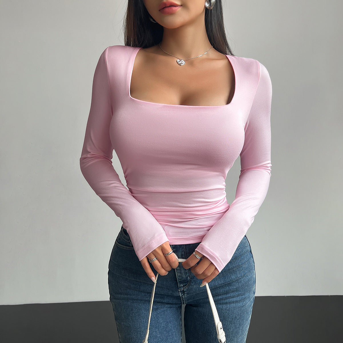 Jersey ajustado informal Tops de moda para mujer Ver la tabla de tallas en "más detalles"