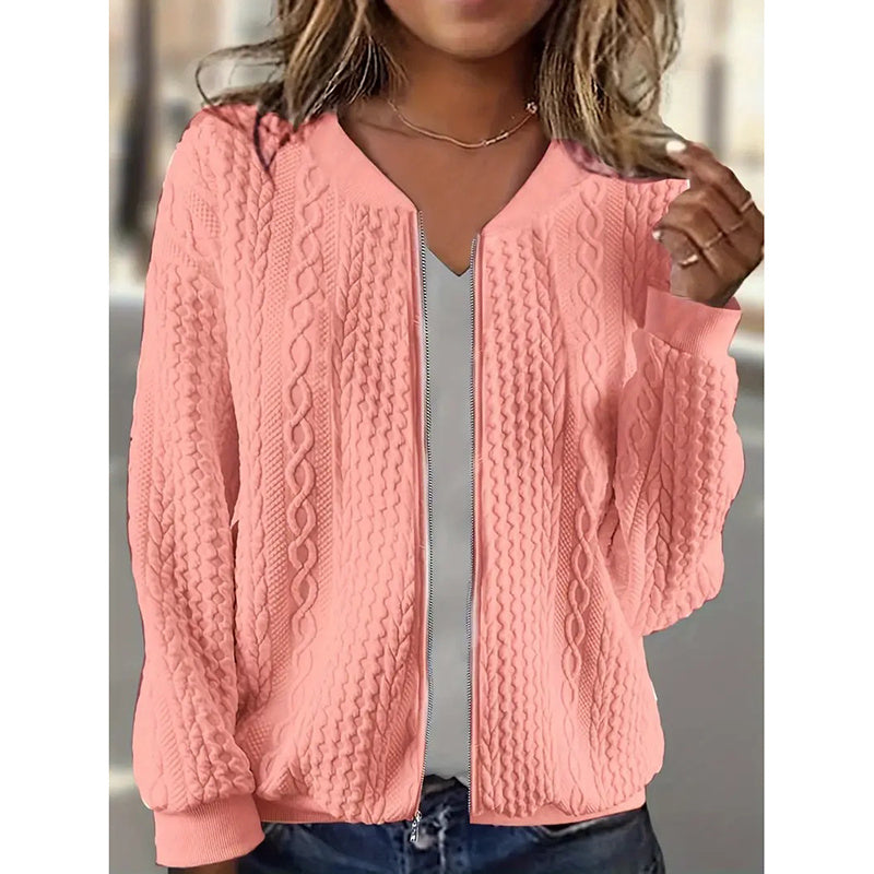 Chaquetas Bomber para Mujer Abrigos Jacquard Lindos Chaquetas Ligeras con Cremallera