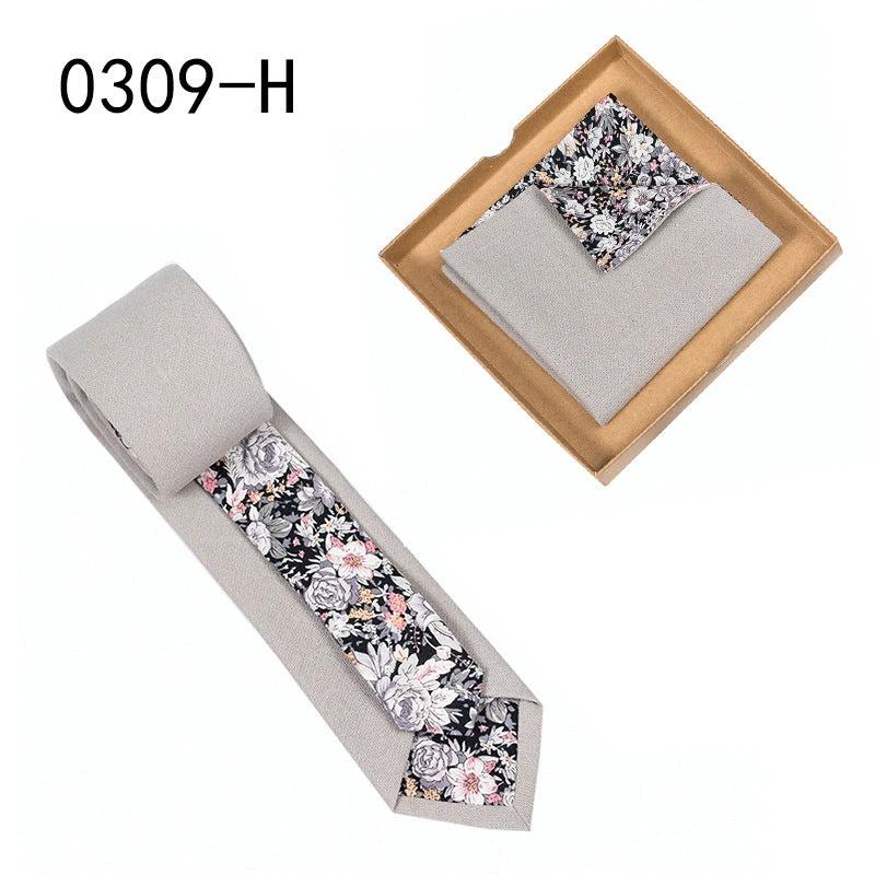 Men's Floral Print Tie and Pocket Square