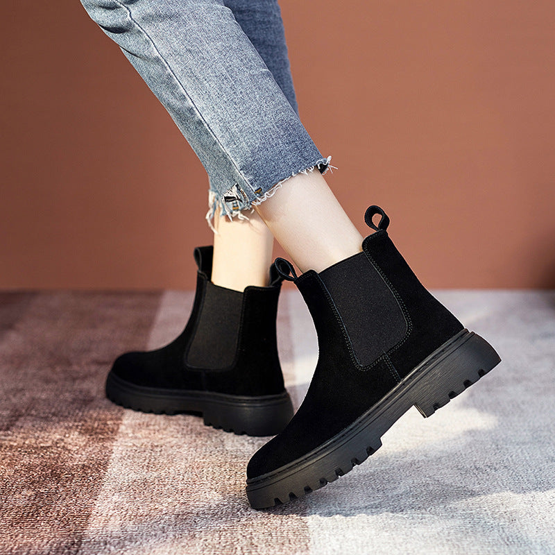 Women's British Style Frosted Leather Martin Boots