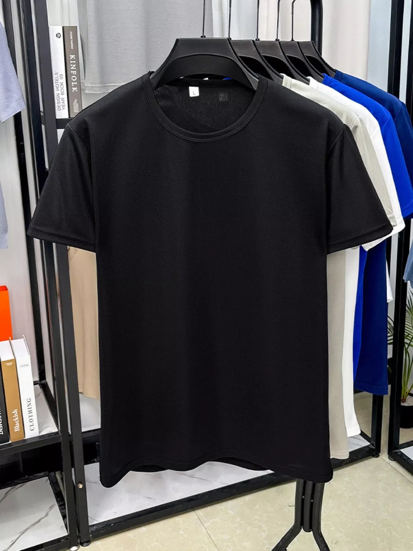 Camiseta de manga corta y cuello redondo de talla grande para hombre