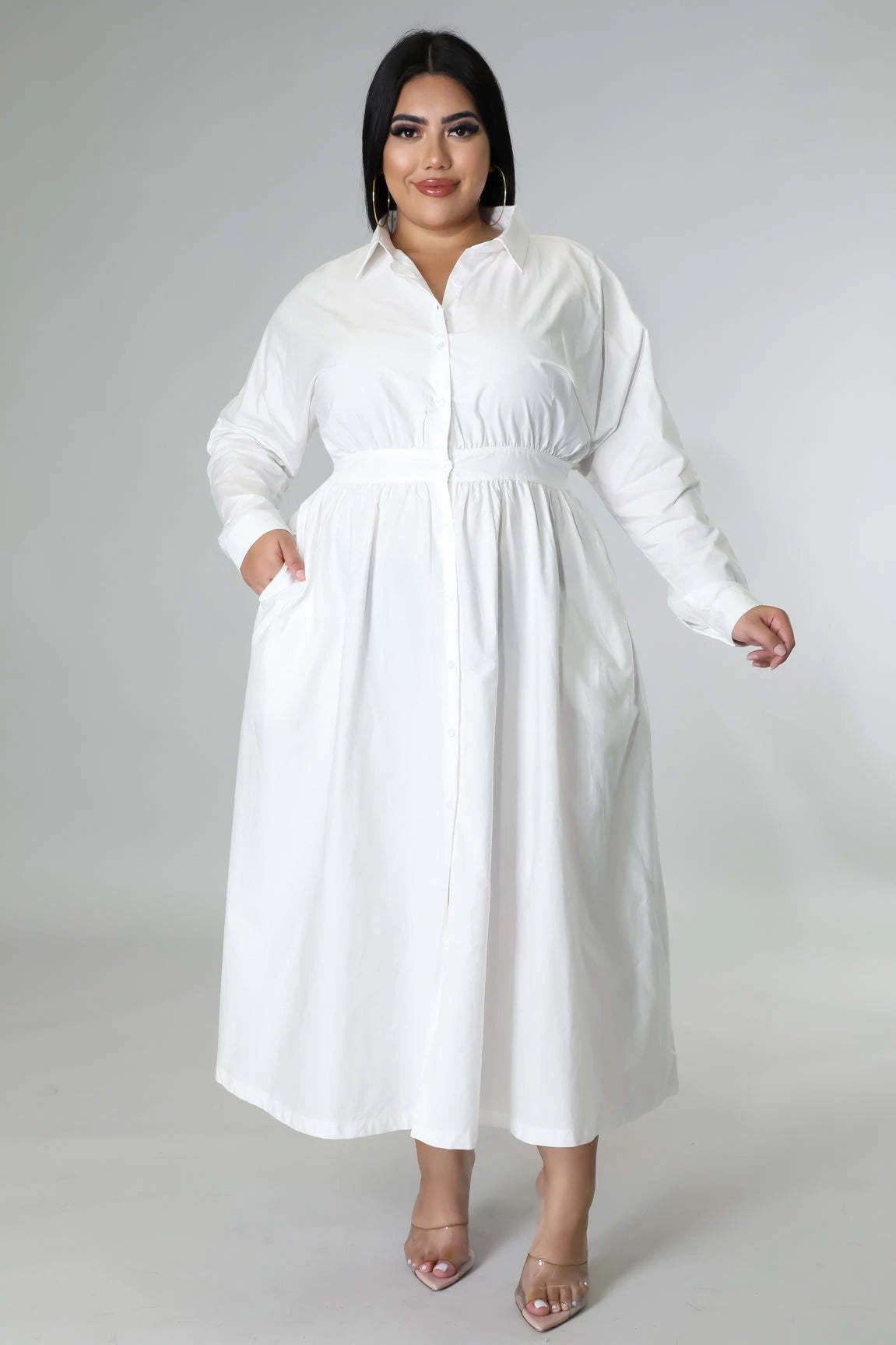 Fashion Plus Size Women's dress long V-neck