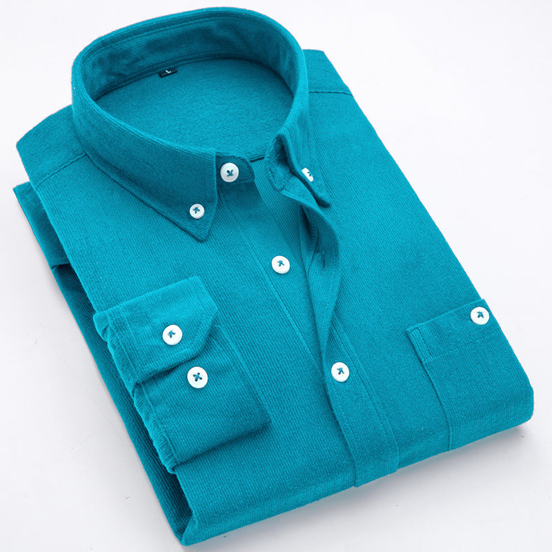 Men's Thin Corduroy Long Sleeve Shirt for Winter