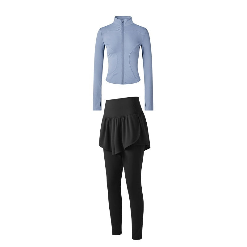 Long, Stand-collar Yoga Jacket For Womenideal For Pilates Outdoor Workouts And Running
