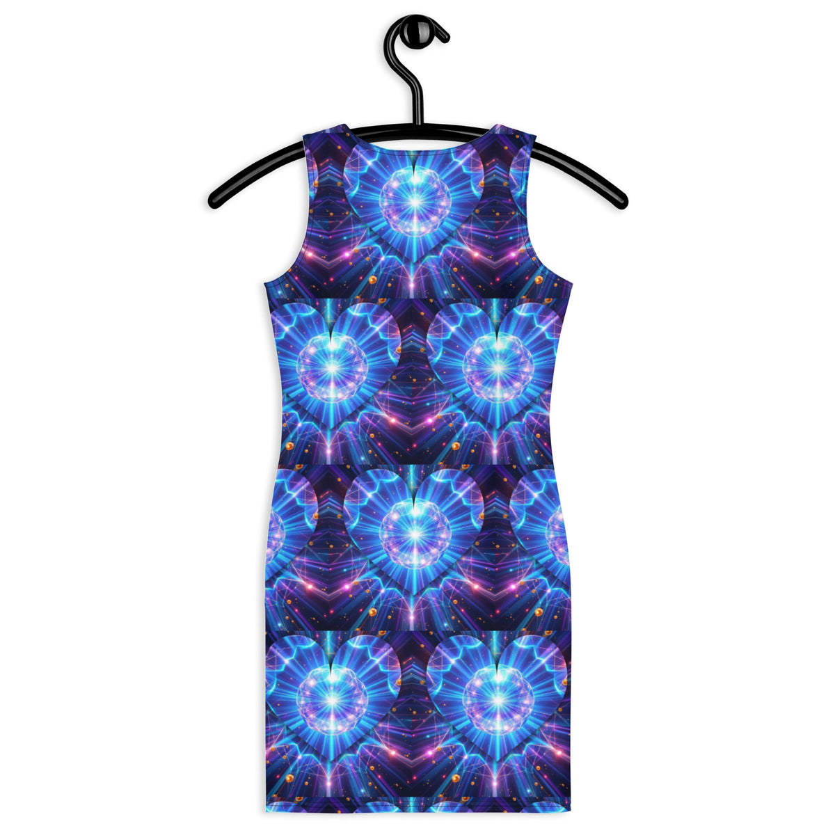Women's Neon Bright Blue Star Pattern Fitted Short Dress
