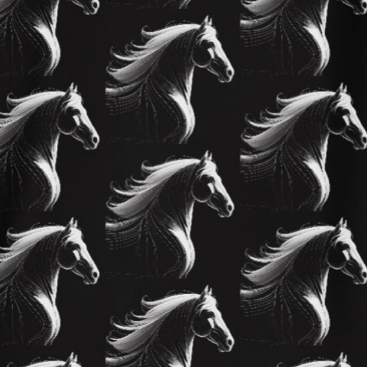 Flowing White Horses Printed Black Bodycon Short Dress