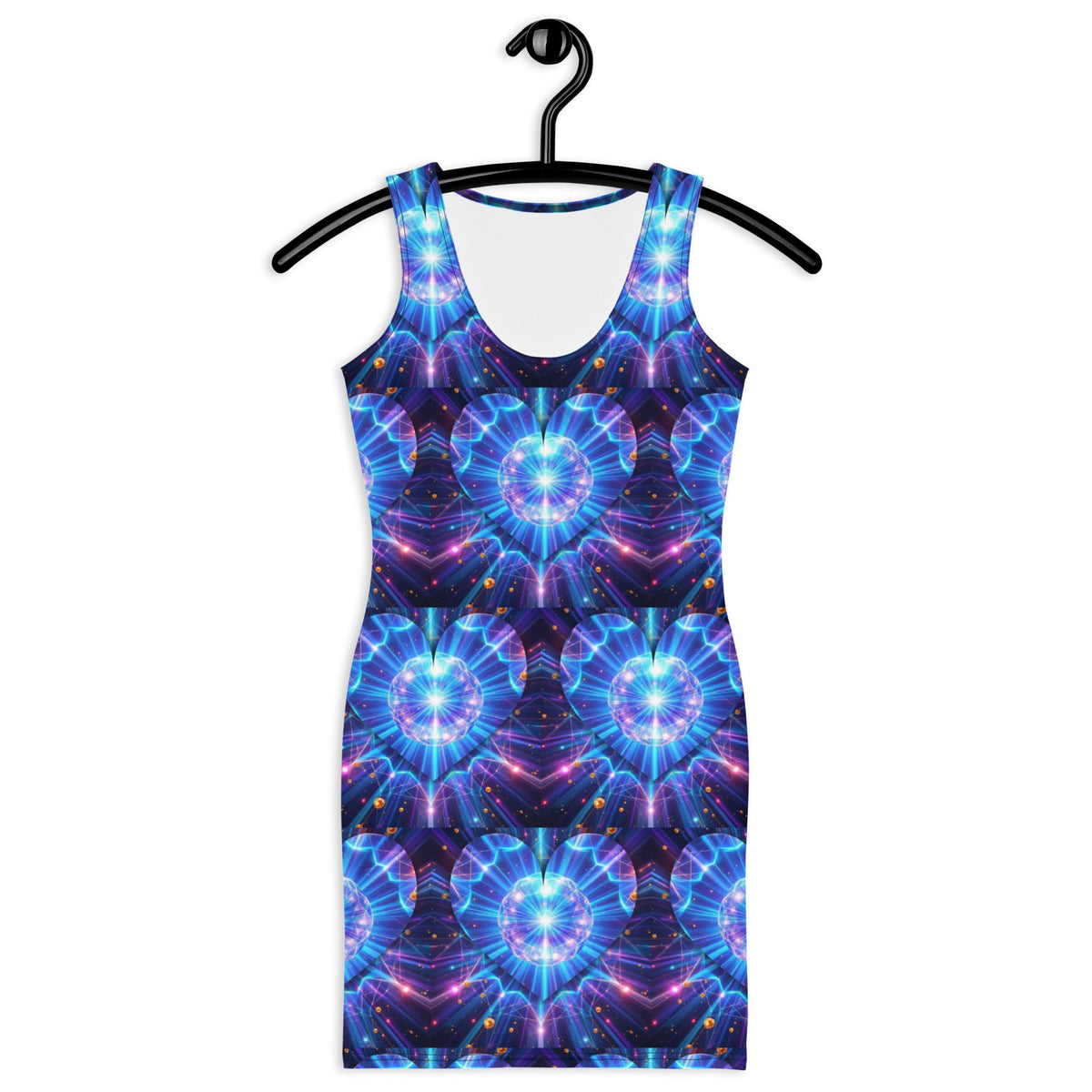 Women's Neon Bright Blue Star Pattern Fitted Short Dress