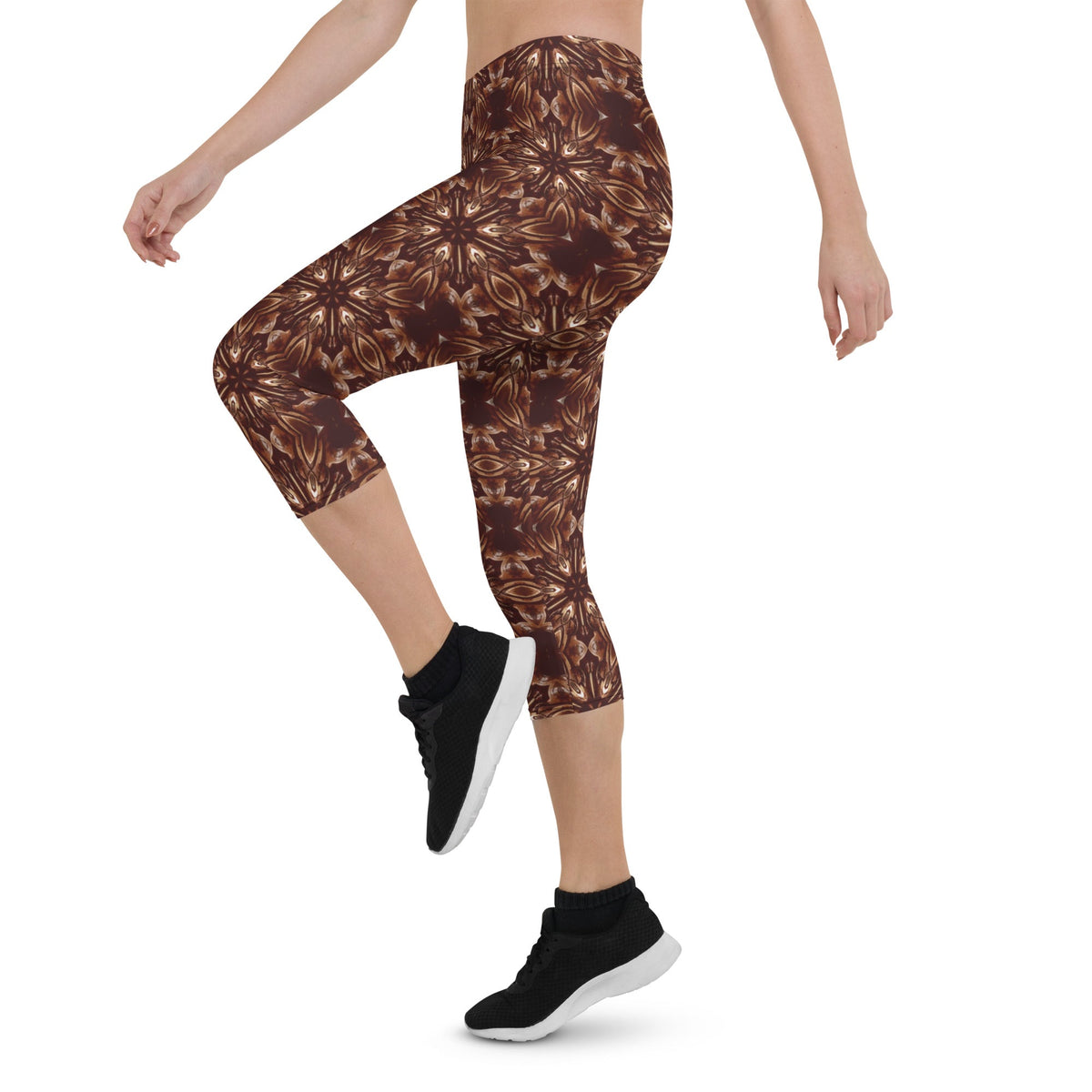 Steamy Brown Steampunk Super Soft Capri Leggings