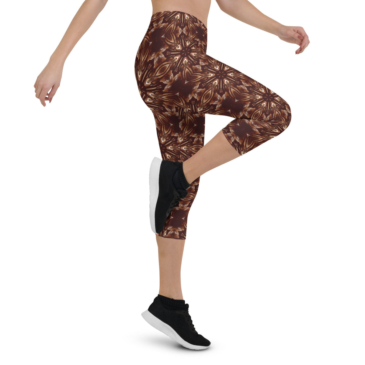 Steamy Brown Steampunk Super Soft Capri Leggings