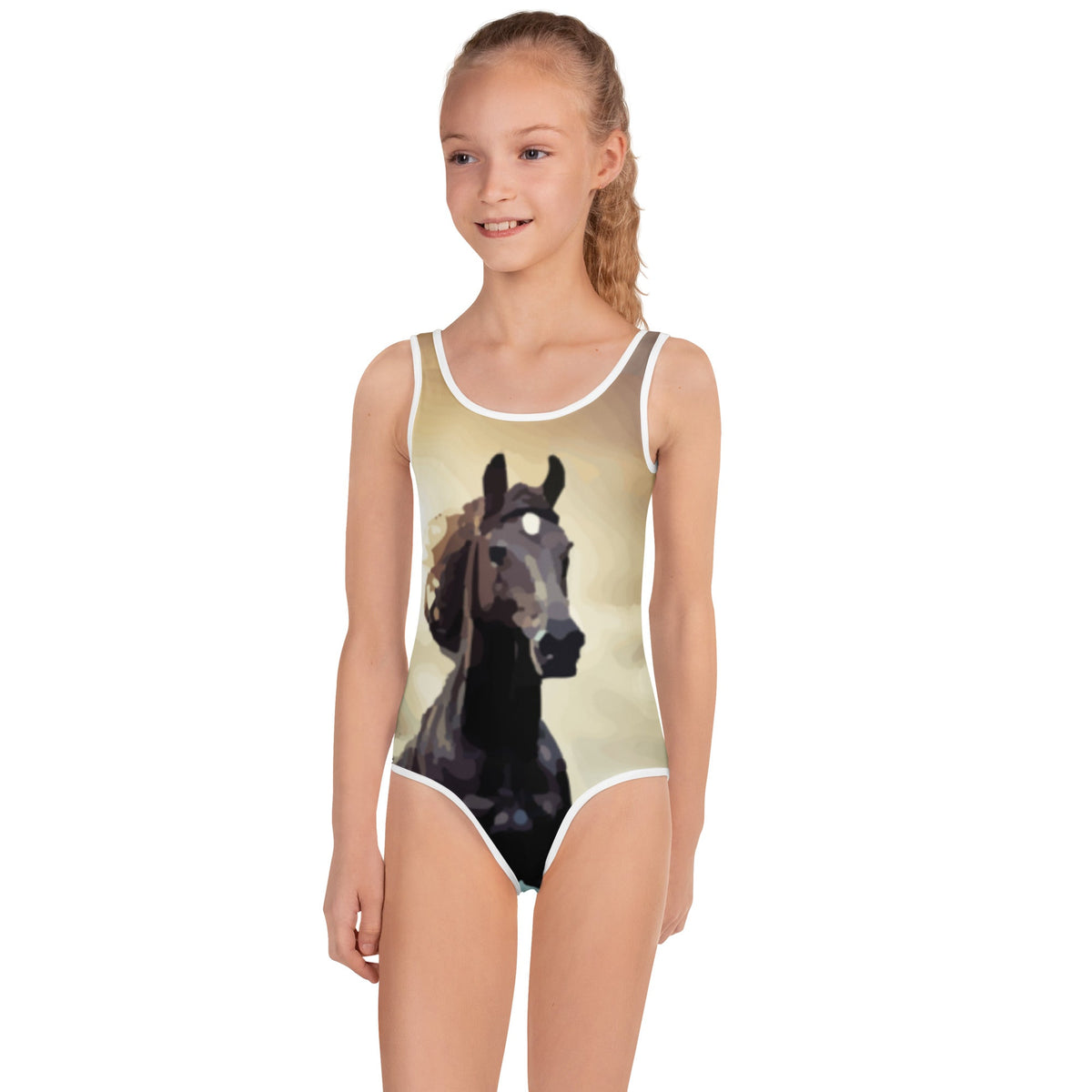 Wild Black Horse All-Over Print Kid's Swimsuit