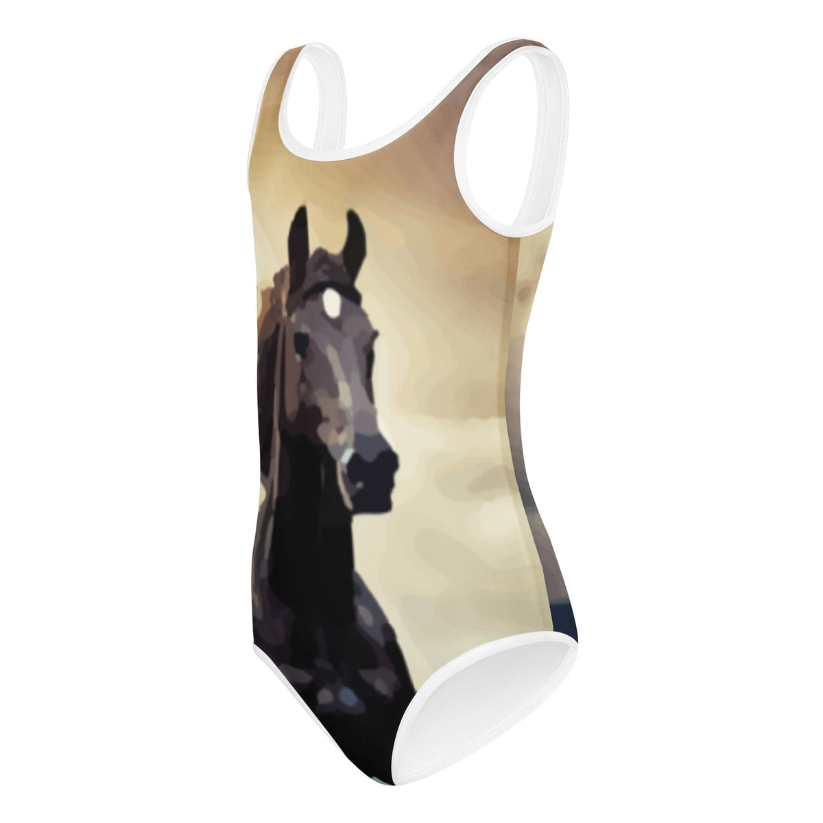 Wild Black Horse All-Over Print Kid's Swimsuit