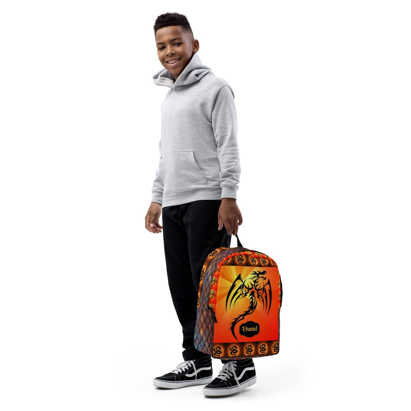 Red Fire Dragon Printed Backpack with Custom Name