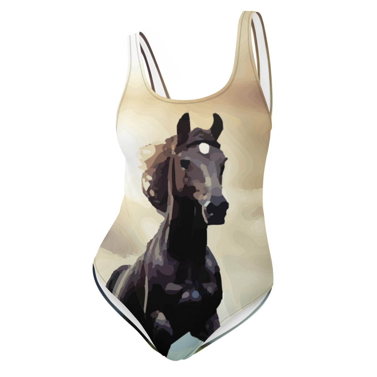 Wild Black Horse One-Piece Swimsuit