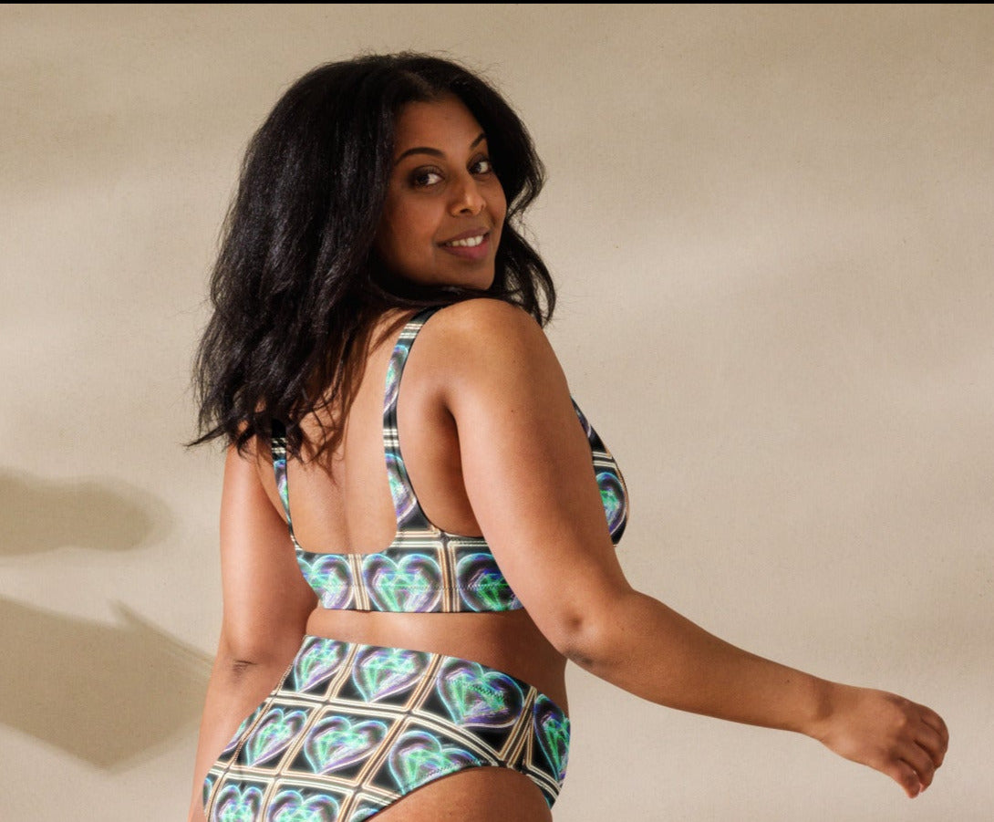Women's Electric Heart Recycled High-waisted 2-piece Swimsuit