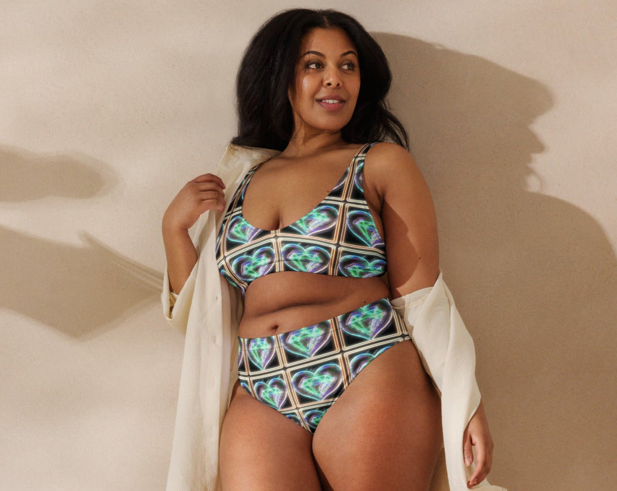 Women's Electric Heart Recycled High-waisted 2-piece Swimsuit