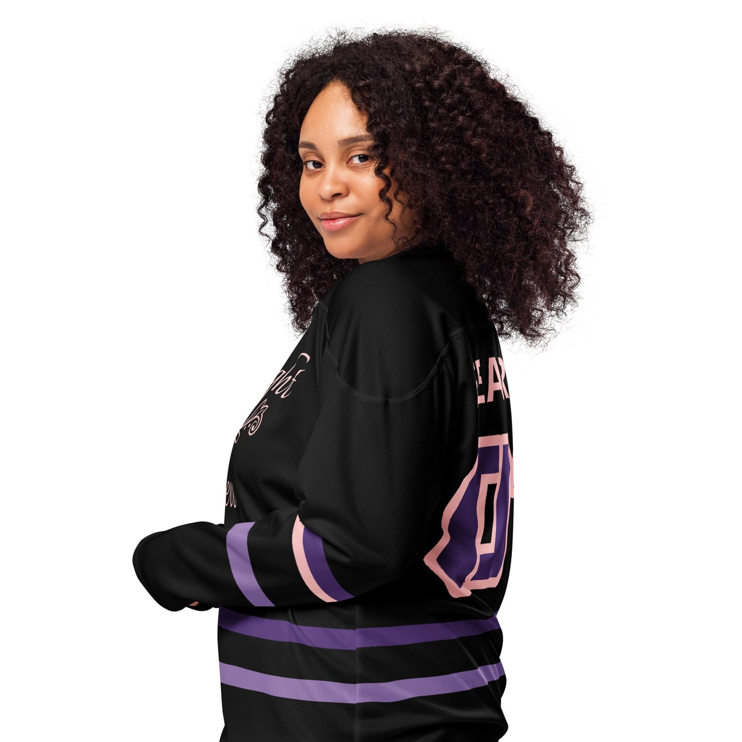 Women’s Black & Purple “Midnight Crew” Recycled Hockey Fan Jersey Premium Moisture-Wicking, Streetwear Style