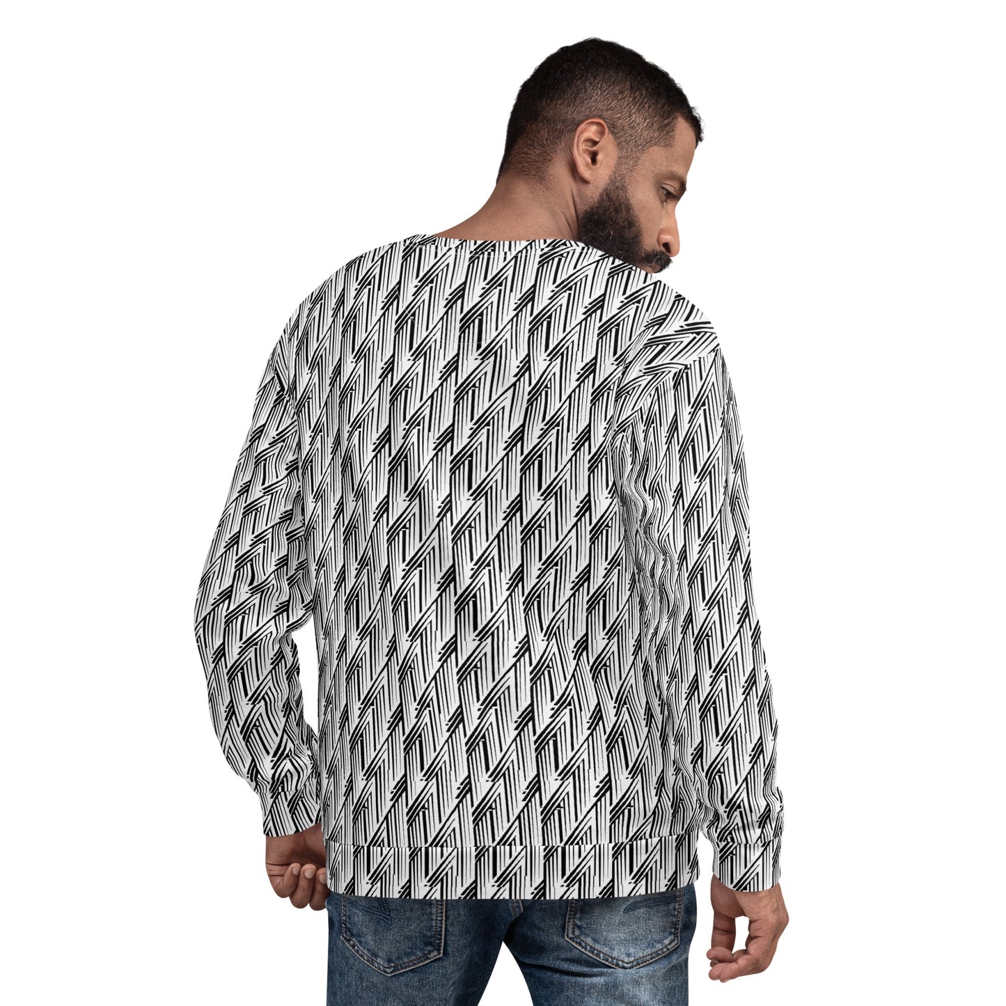 Glitch Stripe Sweatshirt | Black & White Neo-Futurist Unisex