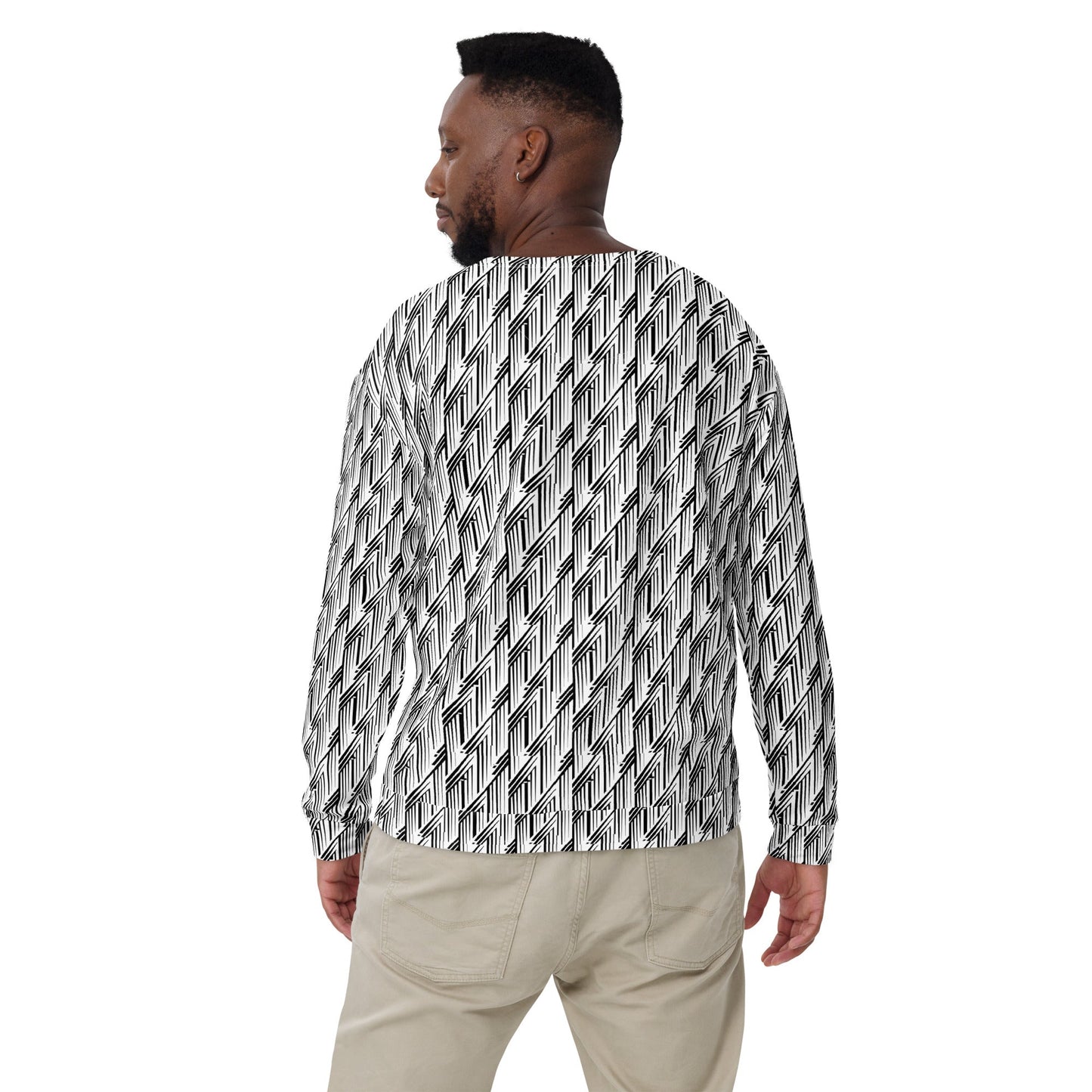 Glitch Stripe Sweatshirt | Black & White Neo-Futurist Unisex