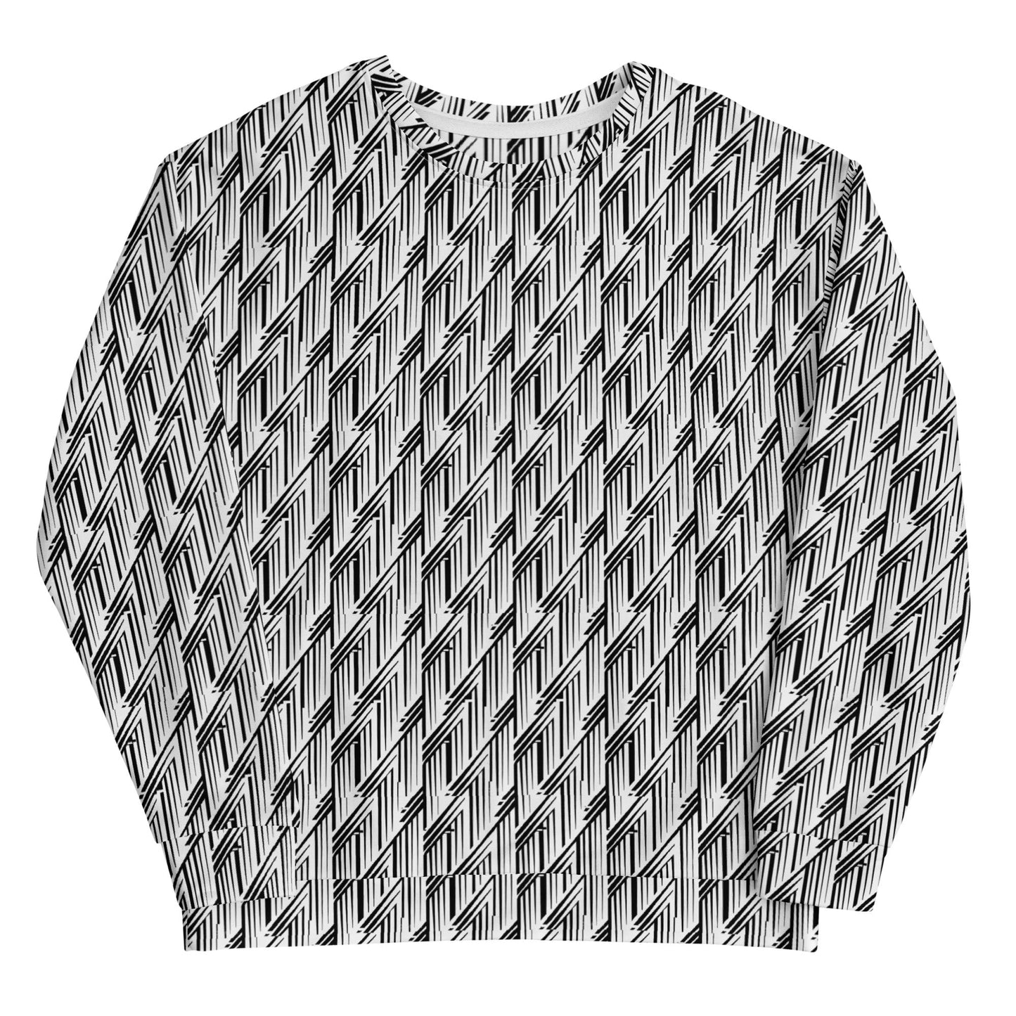 Glitch Stripe Sweatshirt | Black & White Neo-Futurist Unisex